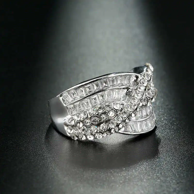 

Кольцо Размер 5-12 браслет Модный кубический крест-накрест Женский Кристалл CZ