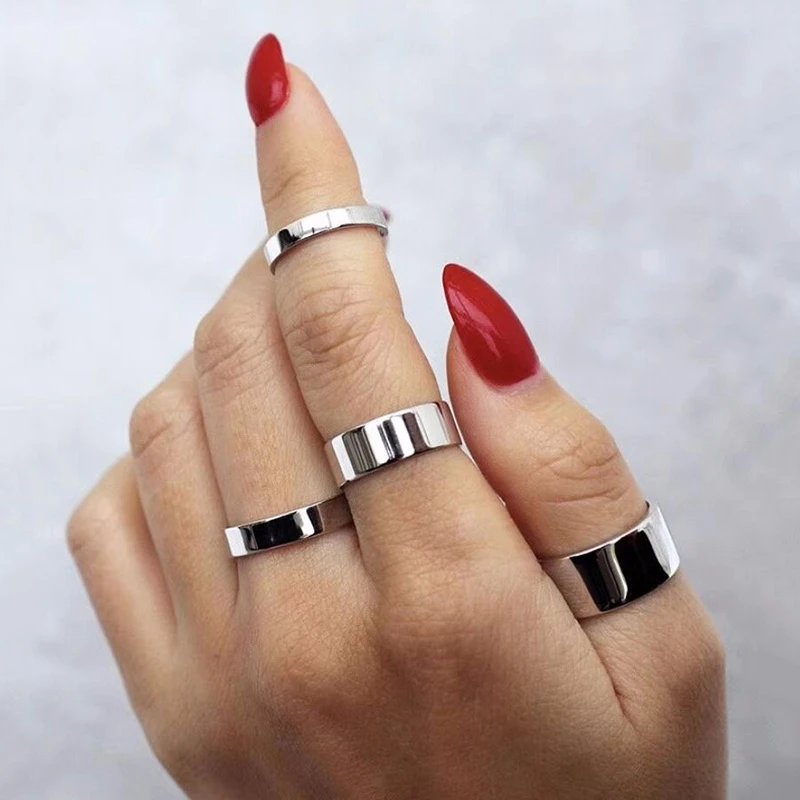 Шикарные простые женские кольца из нержавеющей стали в форме трубы 2/4/6/8/10 мм