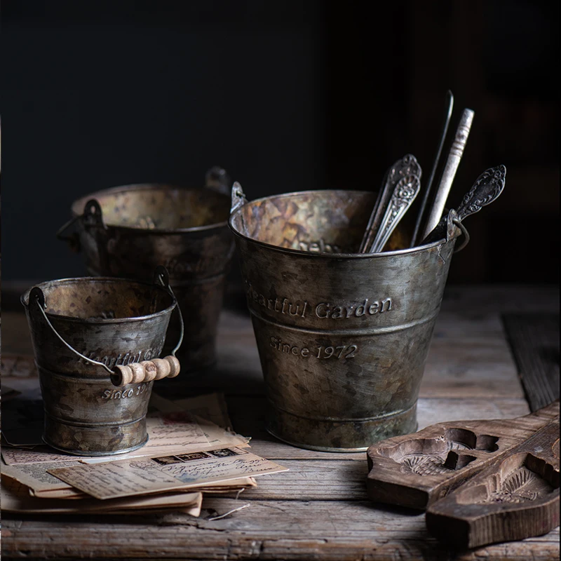 Винтажные Кованые железная посуда портативный цветочный горшок в английском