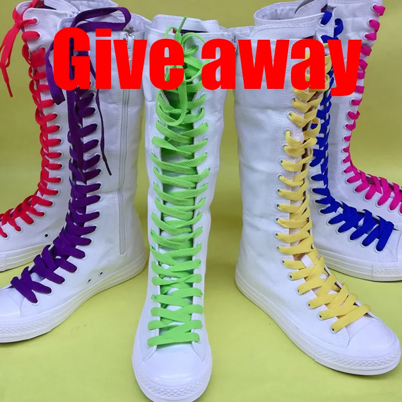 Женские высокие ботинки парусиновые повседневные на плоской подошве шнуровке