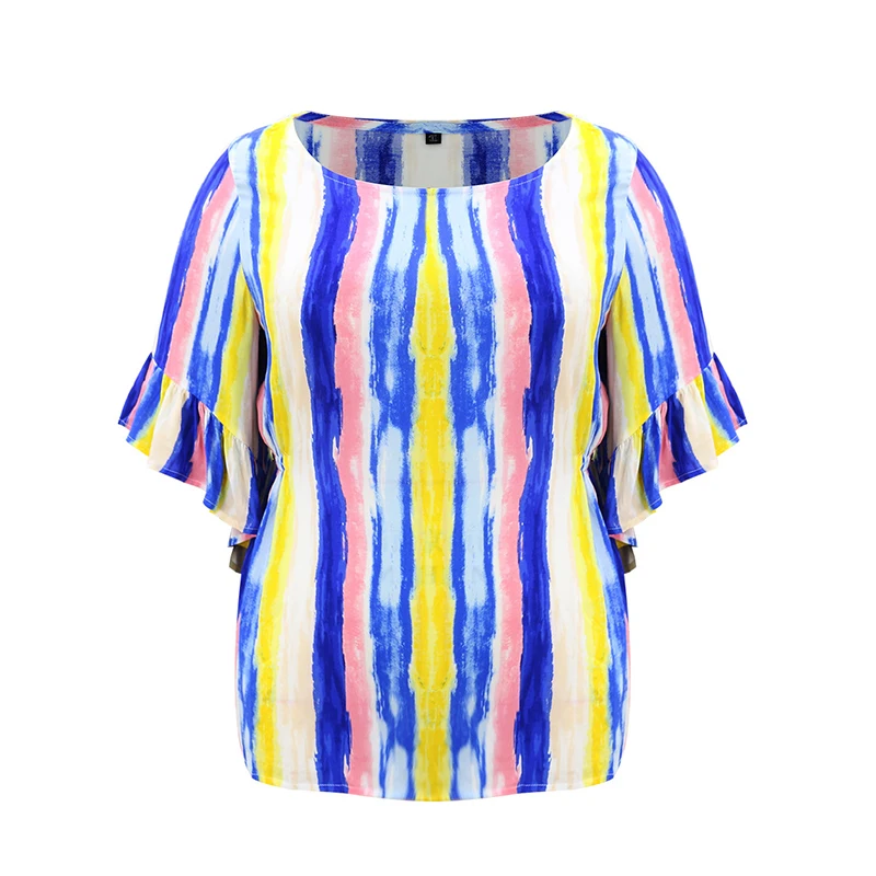 Женская блузка с короткими рукавами и оборками летняя повседневная офисная в