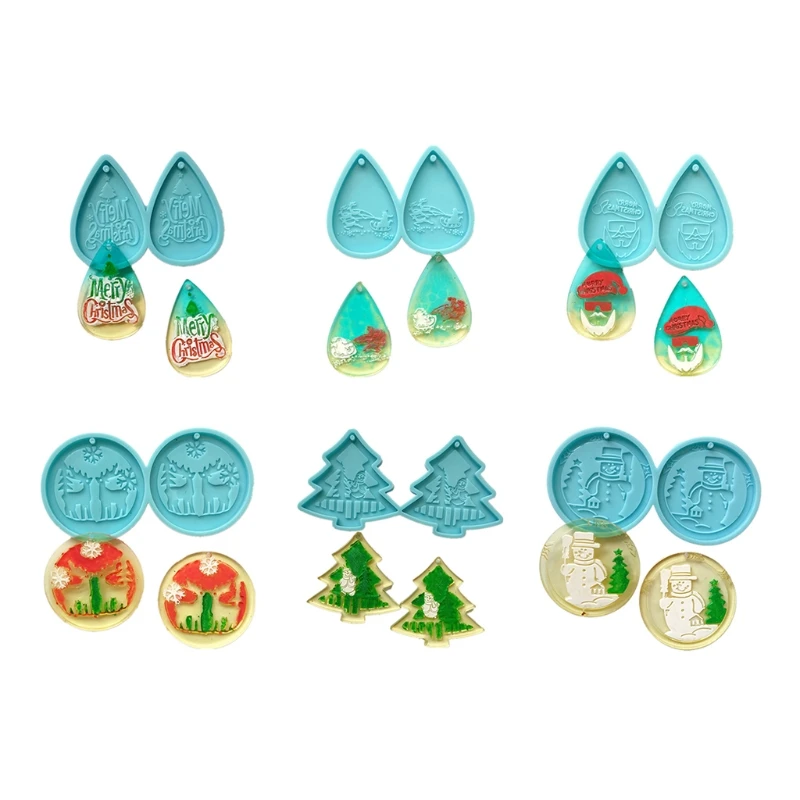 

Christmas Tree/Drop/Round Shape Earrings Pendant Mold Epoxy Resin Jewelry Mold Resin Casting Pendant Mold for Diy Craft