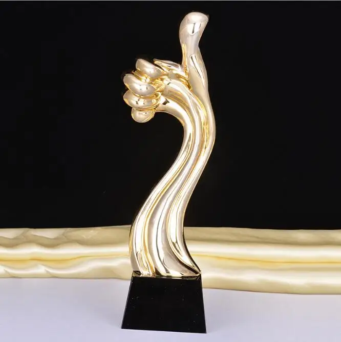 Creative Black Crystal Trophy Figurines Home Statue Crafts Gold plated Oscar Sculptures Accessories Livingroom Ornaments | Дом и сад