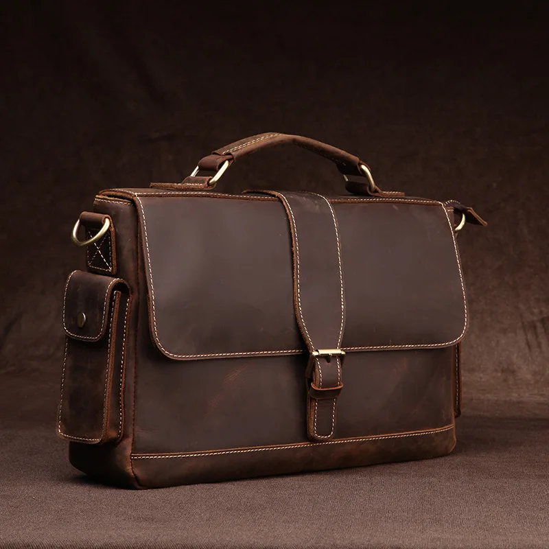

SF5128 Men'S Briefcase Bag Men'S Genuine Leather Laptop Bag Business Tote For Document Office Portable Laptop Shoulder Bag
