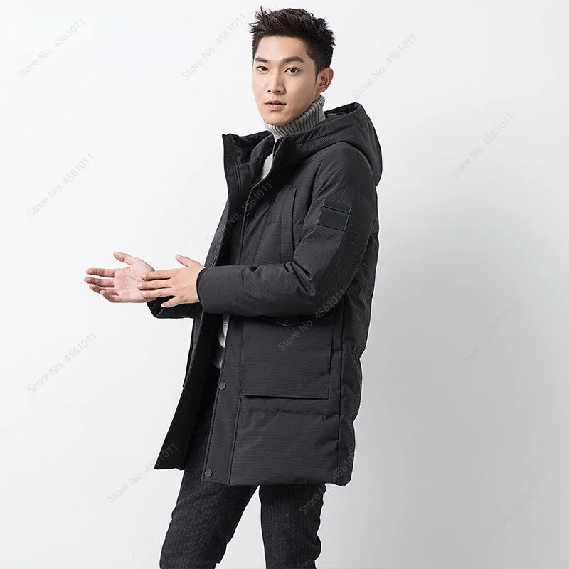 Мужской пуховик Youpin длиной до колена парка пальто на 80% утином пуху Мужская