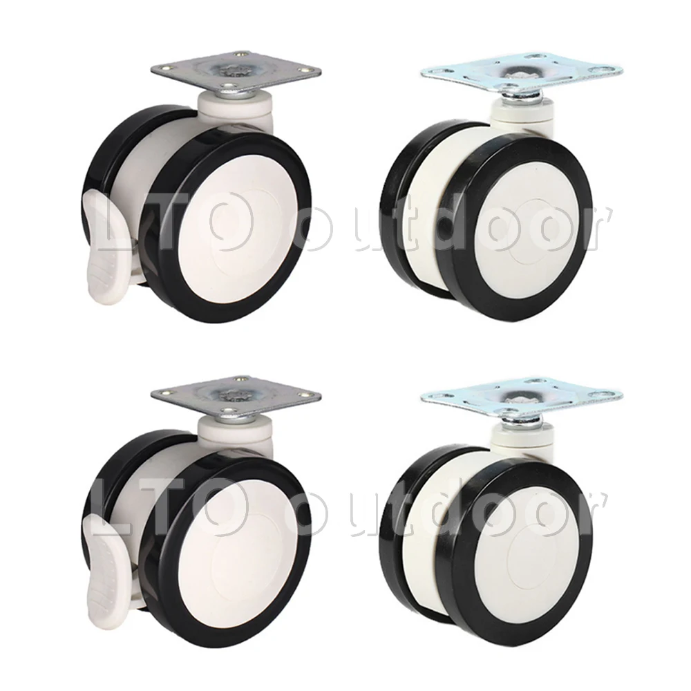 1/4PCS 2.5Inch Heavy Duty PU Universe Caster Wheel 360 Degree Rotation Wheel No Noise For Medical, Industrial, Furniture Casters