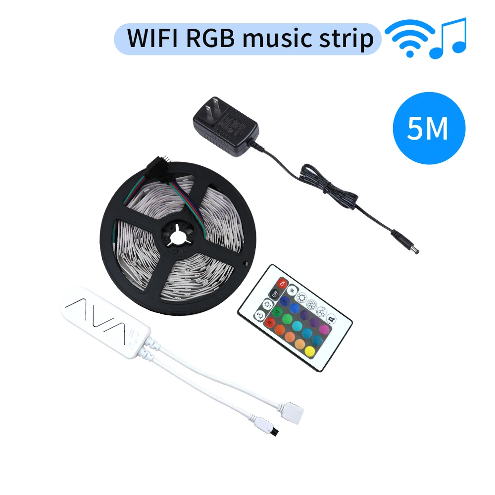 Светодиодная RGB лента SMD 5050 12 В постоянного тока 5 м гибкая с Wi Fi музыкальным