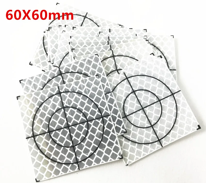 100PCS 60X60MM 100 шт. Отражатель Лист 20x20 30x30 40x40 50x50 60*60 Светоотражающая Целевая лента для геодезии всего станции белого цвета - Цвет: 100PCS 60X60MM