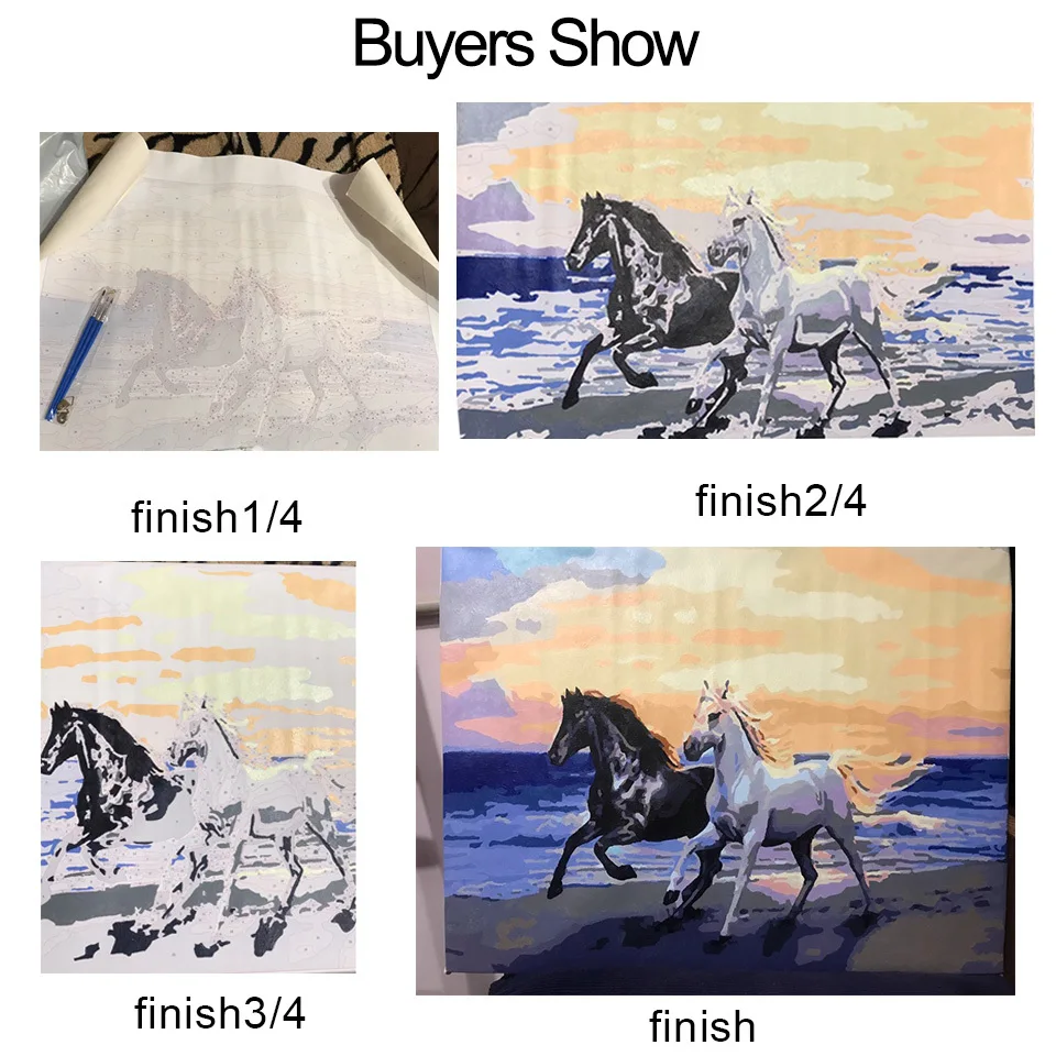 Раскраска по номерам для взрослых AZQSD рисование лошадей рама сделай сам