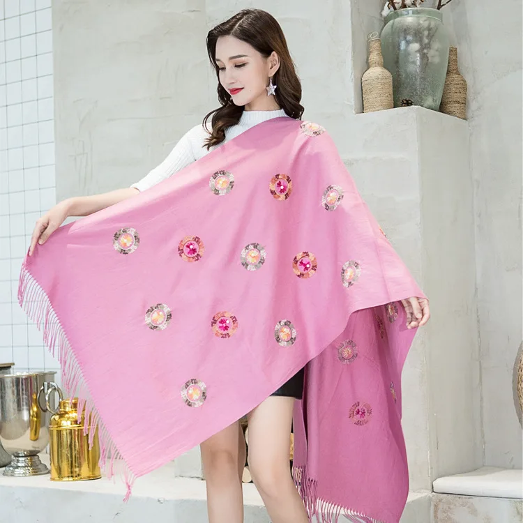 Новинка 2019! Новый женский кашемировый шарф с вышивкой Национальный двойного