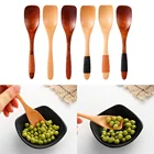 Традиционные деревянные ложки большой длинной ручкой ложка детская столовые приборы: деревянные ложки и десертная ложка для риса, супа Кофе Чай смешивание посуда Кухня