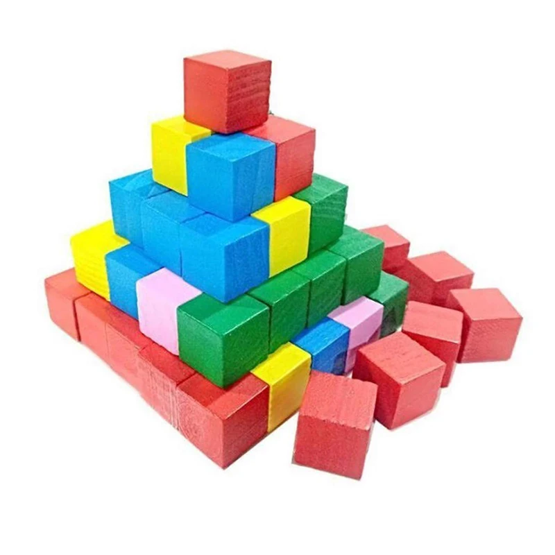 

Красочные деревянные кубики Монтессори 25-50, яркий блок сборки, ранние детские строительные блоки