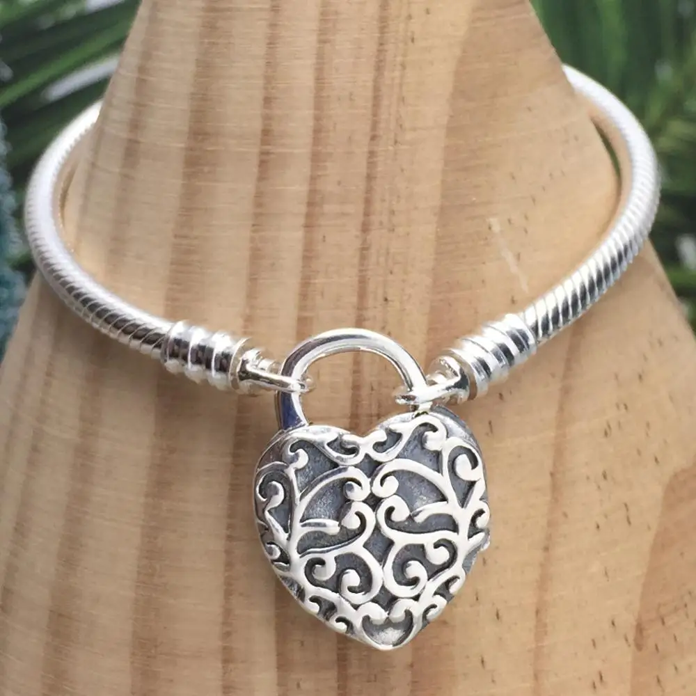

2019 100% 925 Sterling Silver Classic Aristocratic Heart Women's Charm Jewelry Snake Chain Bracelet Free Shipping Wholesale