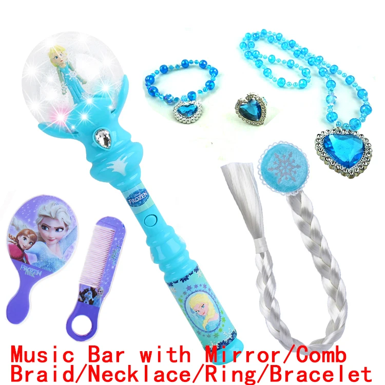 Светодиодный светильник Elsa Magic Snow Wand, игрушки для девочек, аниме, волшебные палочки, музыкальный маскарадный светильник Henshin Elsa Flash - Цвет: Magic Snow Wand set