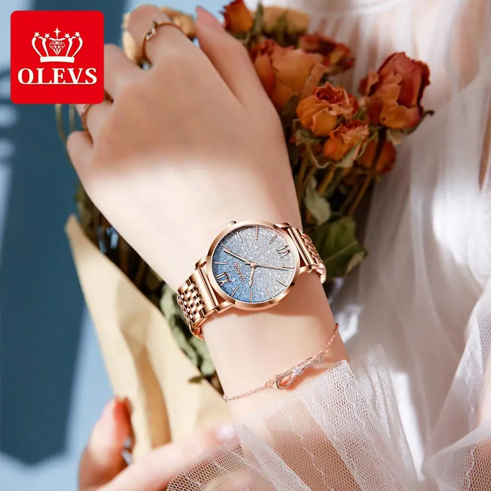 OLEVS New Women Fashion Quartz Watch Top Brand Waterproof Luxury Women Watches Stainless Steel Strap Date Clock Lady