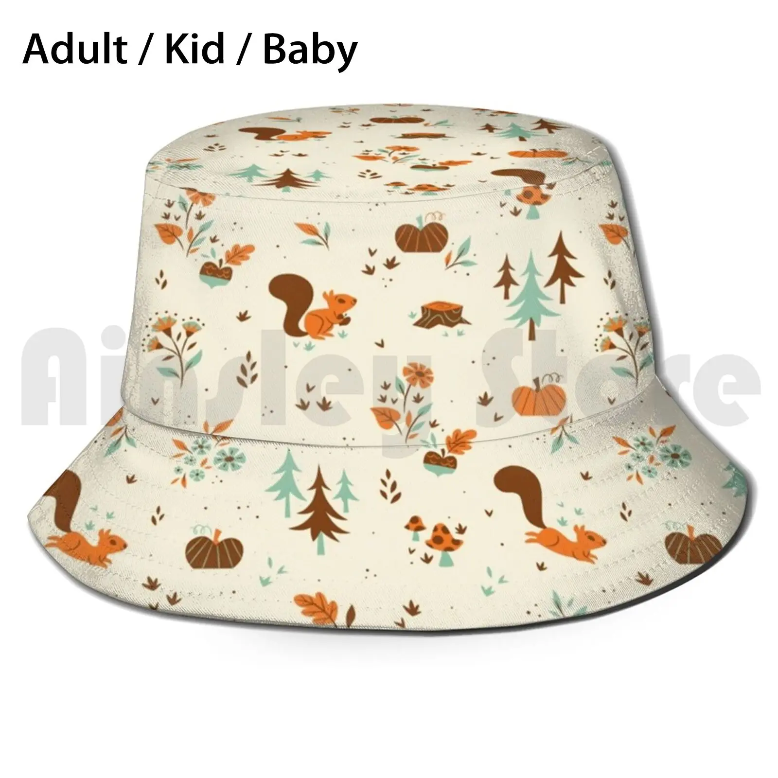 

Squirrel Friends Sun Hat Foldable UV Protection Squirrel Pumpkin Cute Fall October Floral Flowers Critter Pumpkins