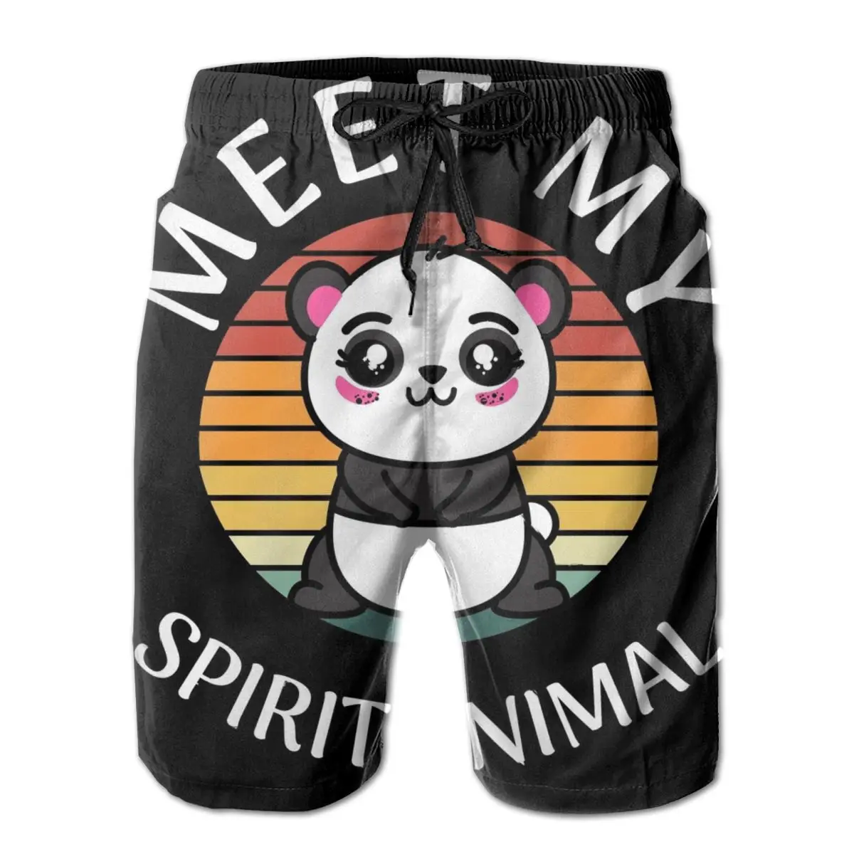 

Mens Pants Cute Panda Surfing Beach Board Swim Trunks Sport Quick Dry Mesh Casual Graphic fox Short for Boy