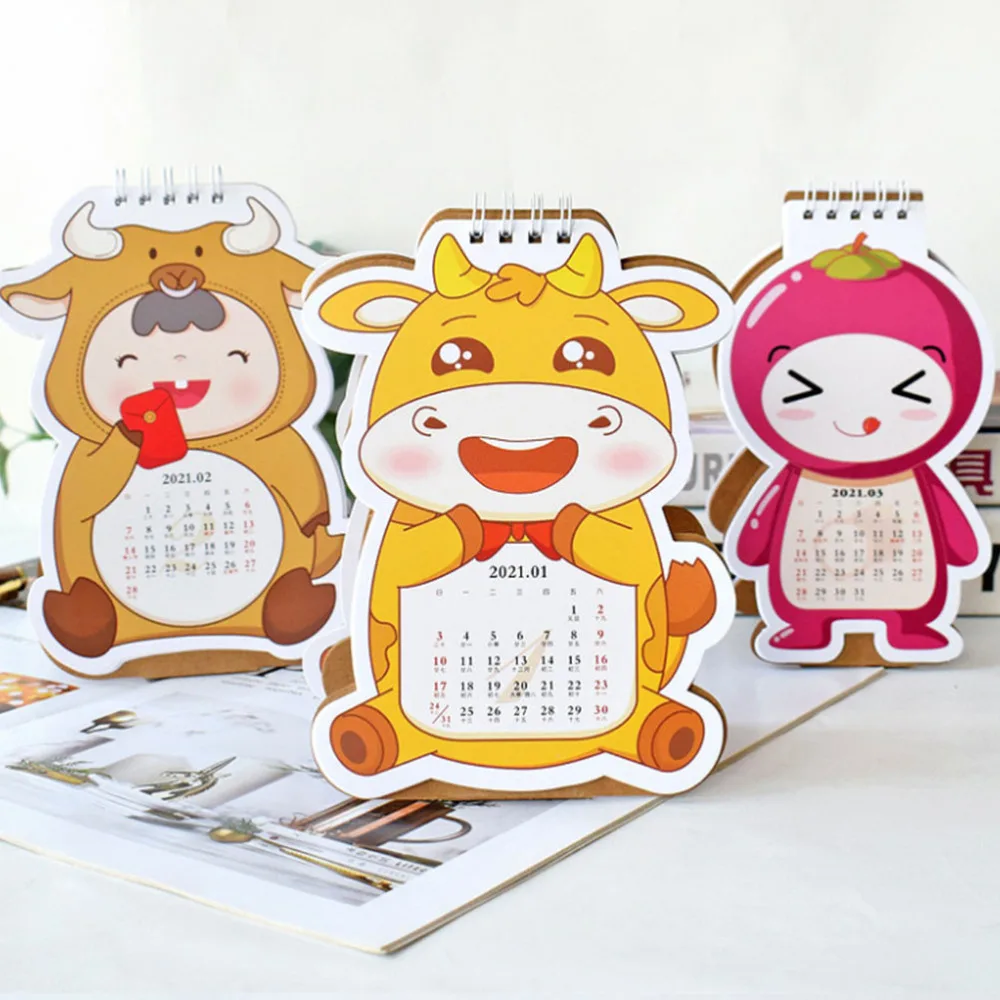 

2021 Cartoon Cow Shape Desktop Calendar Tabletop Calendar Office Calendar