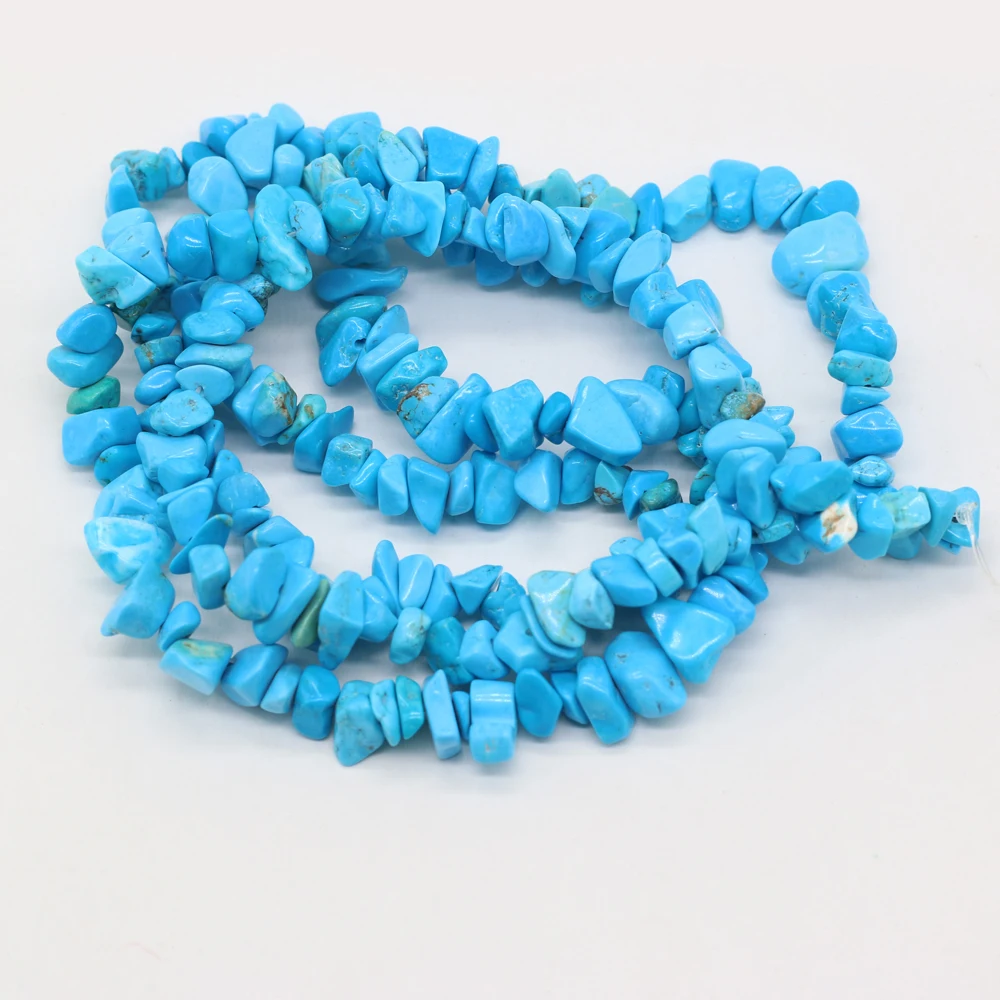 

Natural Blue Turquoise Semi-precious Stone Gravel Charm Bead Making DIY Exquisite Necklace Bracelet Gift Length 40cm