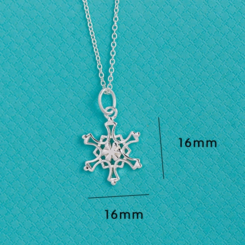 

DOYUBO Hot Sale Women's Christmas Snowflake Necklace S925 Sterling Silver Necklace Silver Fine Jewelry For Wedding Gift VA221