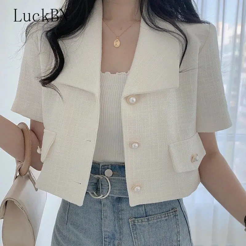 

Женская одежда, костюм, куртка, короткие блейзеры, Новинка весна-лето 2021, Корейская версия, Свободный Повседневный Универсальный костюм с ко...