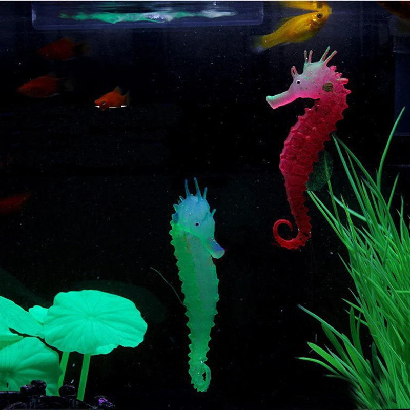 Новый зеленый искусственный силиконовый орнамент гиппокампа светящийся эффект