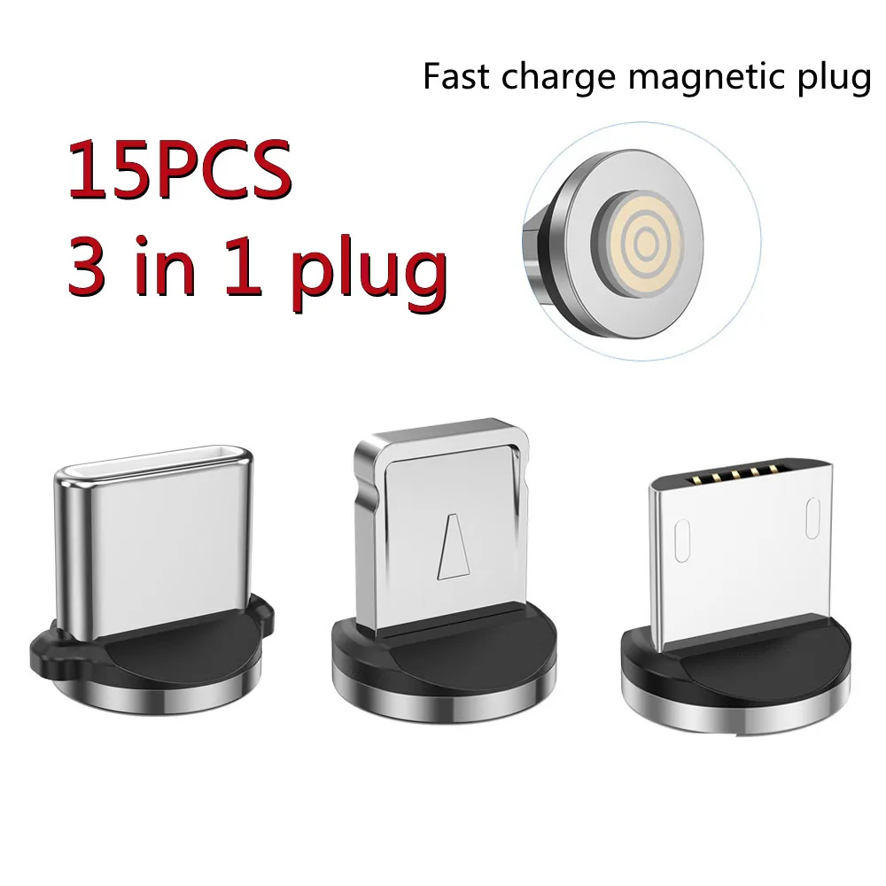 15Pcs 3.0A Magnetische Kabel Plug Type C Micro Usb C Stekkers Snelle Oplaadkabel Adapter Telefoon Type-C Magneet Charger Plug
