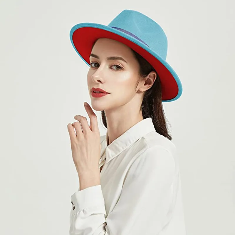 Женская Классическая широкая Двусторонняя фетровая шляпа в стиле пэчворк модная