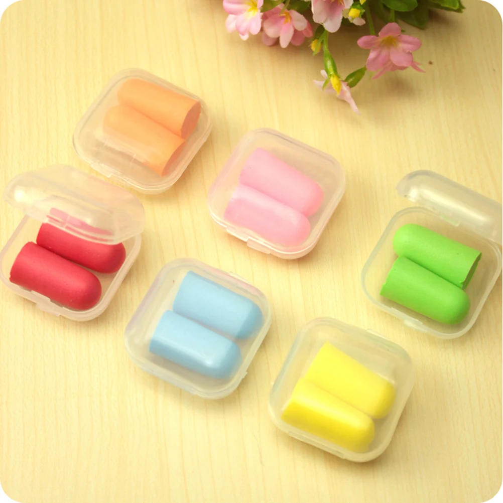 

2 Pair Travel Sleep Noise Prevention Earplugs Noise Reduction For Outdoor Sleeping Soft Foam Ear Plugs Random Color