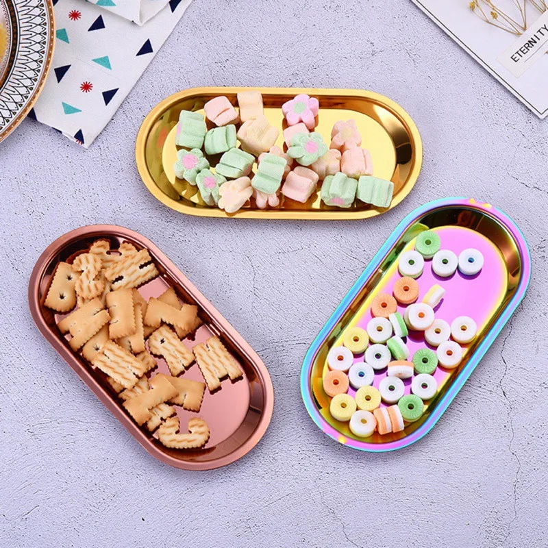 Металлический лоток для хранения в скандинавском стиле розовое золото латунь