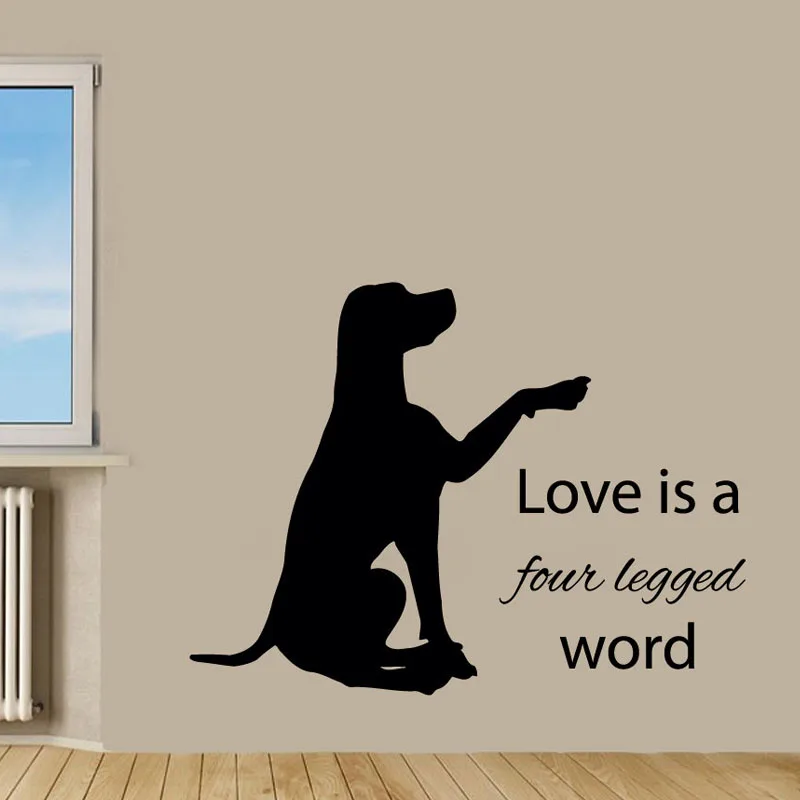 

Love Is A четыре ноги слово, настенные виниловые обои, Стикеры костюм домашнее животное собака Водонепроницаемый арт домашний Декор Наклейки н...