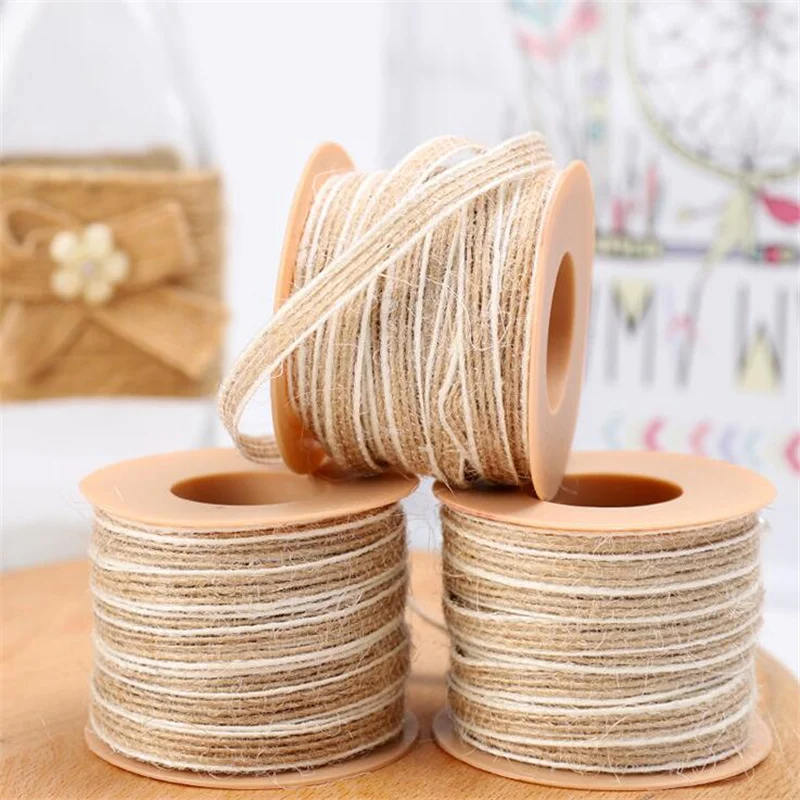 

10Meter 5mm Width Natural Jute Burlap Ribbon Hessian Lace Jute Twine Hemp Cord Vintage Rustic Wedding Decoration Christmas