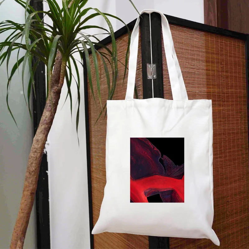 

Oil Painting Shopper Bag Shoulder White Designer Handbags Shopping Bags Customizable Fabric Luxury Canvas Reusable Big for Women