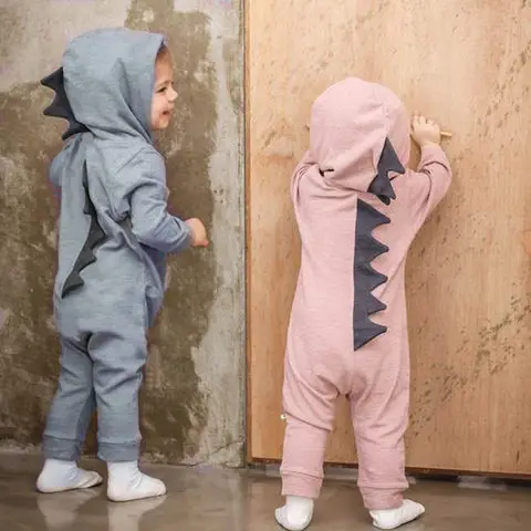 

Baby Boy Girl 3D Dinosaur Costume Solid Rompers warm spring autumn cotton romper Playsuit Clothes