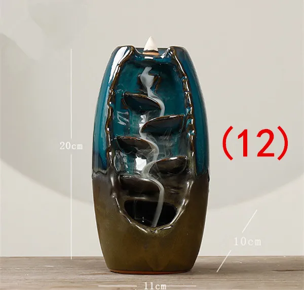 Waterfall Blue 12 24 вида креативный держатель для благовоний керамический обратный поток водопад дымовая курильница домашний декор Teaho использование - Цвет: Waterfall Blue 12