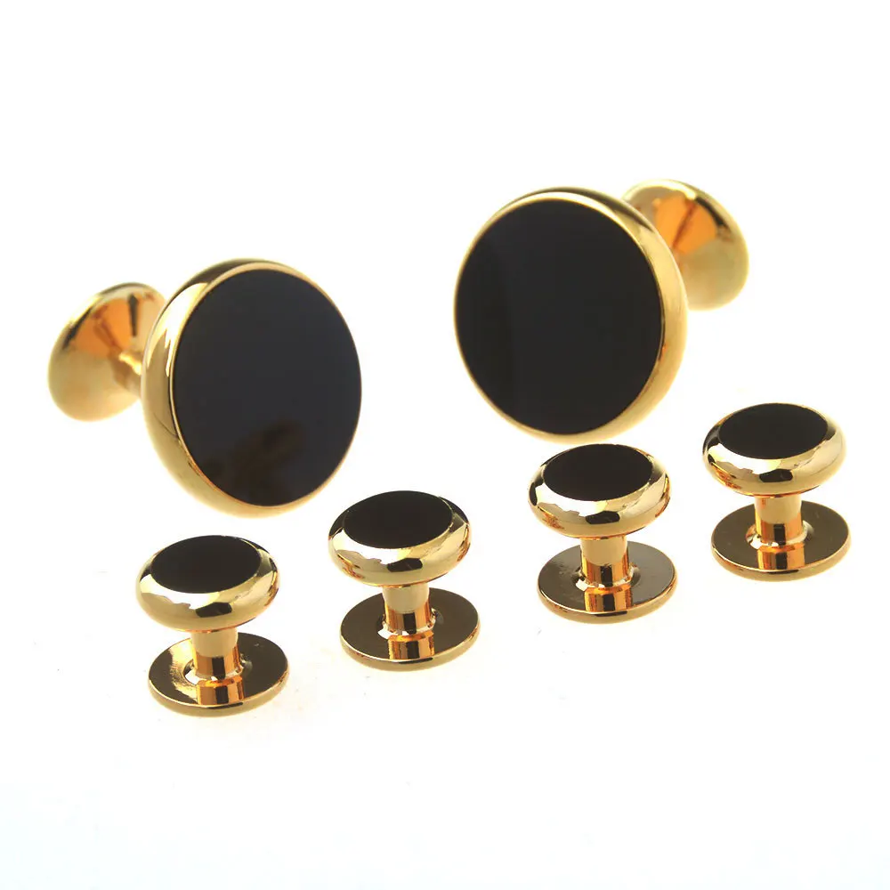 

stainless steel copper black agate cufflinks set gift luxury quality wrap cufflinks jewelry shirt clip for mens