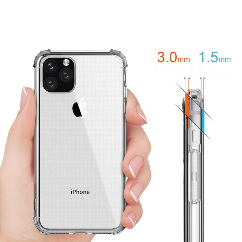 Shockproof Transparent Silicone Phone Case for IPhone 13 11 12 Mini Pro Max 8 7 6S Plus X XR XS Max Clear Protection Back Cover