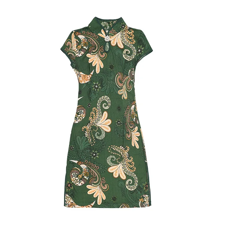 Новинка Qipao три четверти женское летнее платье одежда цветочные Чонсам подарок Новогодняя традиционная китайская одежда