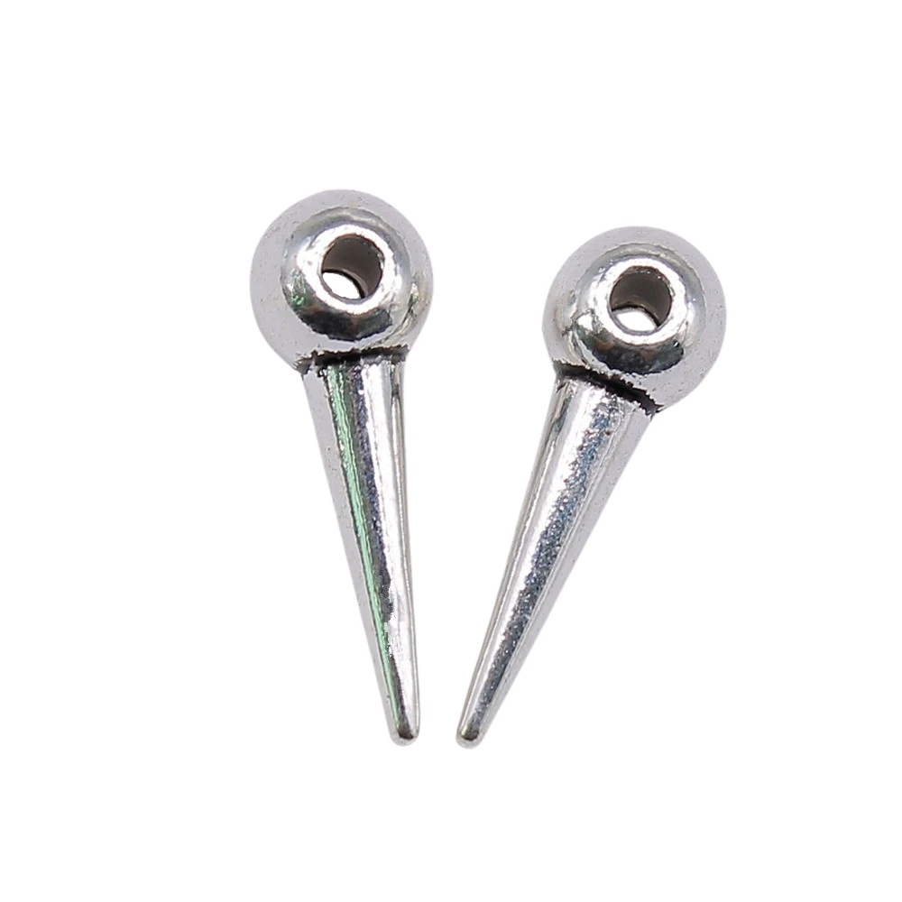 WYSIWYG 5 шт 21x7x7 мм Awl конические Очаровательные Подвески для изготовления ювелирных изделий античные серебряные цвета Awl конические подвески Шарм Awl