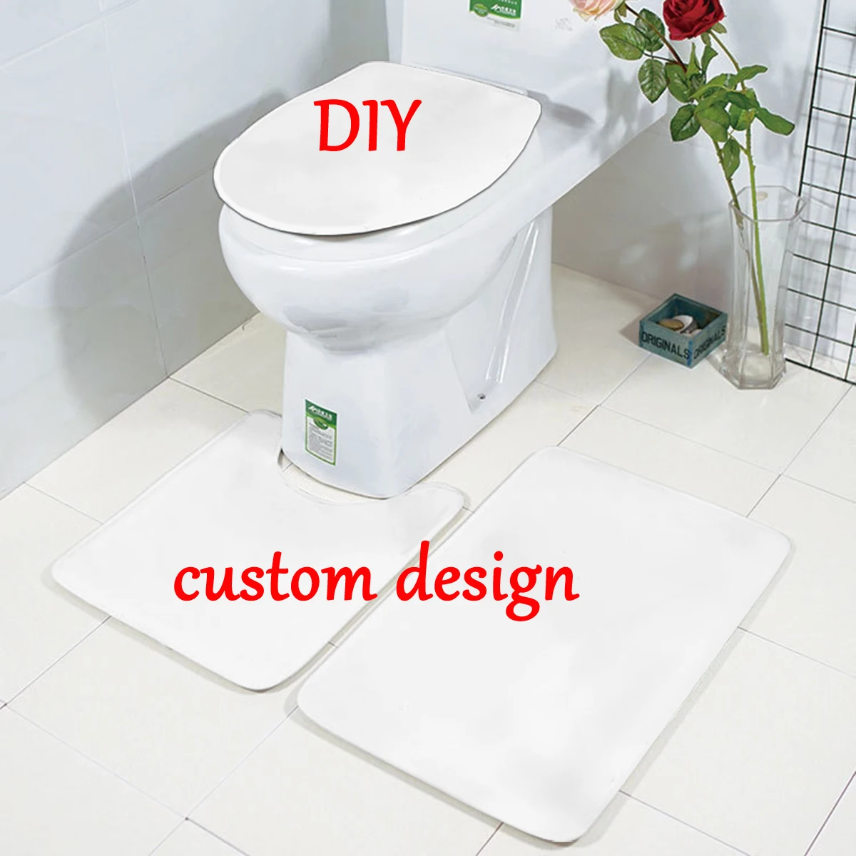 DIY пользовательский дизайн 3D Печатный коврик для ванной комнаты с крышкой