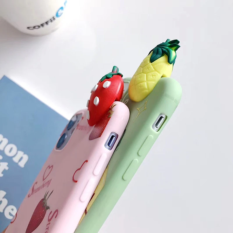 Милый 3D чехол для телефона с ананасом клубникой iphone 11 6s 7 8 Plus X XS MAX XR забавная