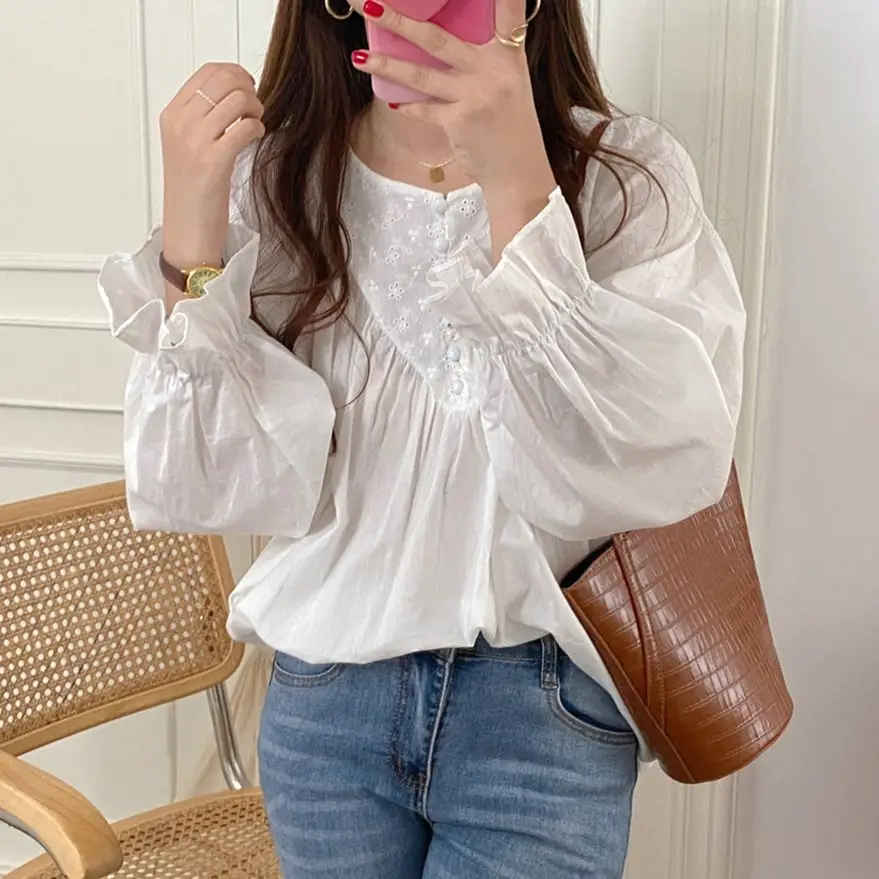 

Блузка женская оверсайз в стиле пэчворк, повседневная офисная Рубашка свободного кроя, универсальная уличная одежда в Корейском стиле, осе...