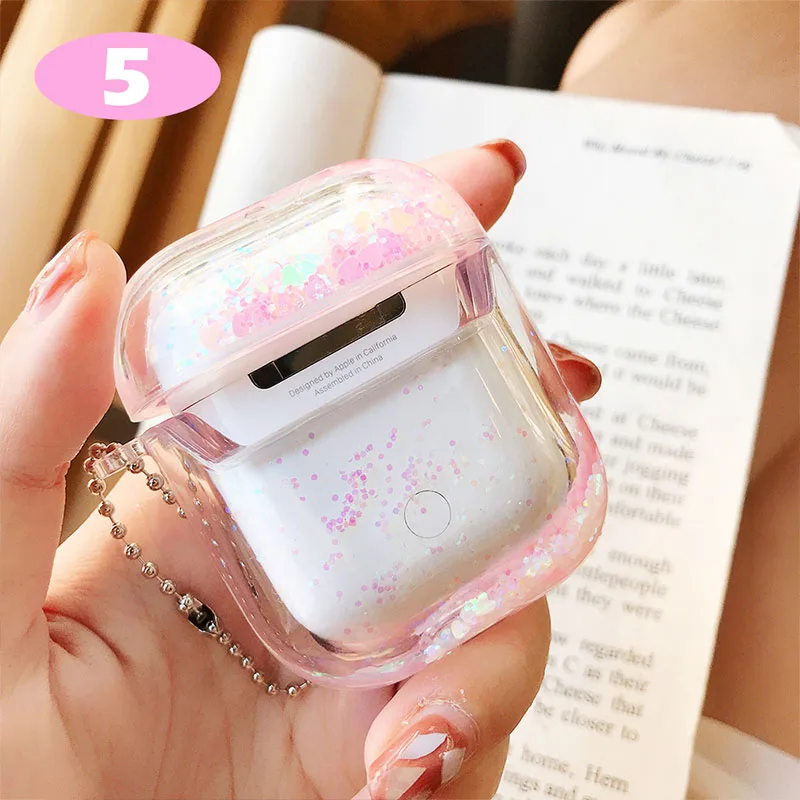 5 Жидкий зыбучий песок блеск ударопрочный чехол для Airpods 2 1 беспроводной чехол для наушников прозрачный защитный чехол для наушников - Цвет: 5