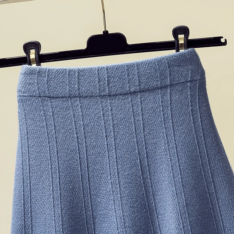 3xl Большие размеры Длинные юбки для женщин женские офисные синие юбки осень зима faldas negras синие трикотажные юбки женские A5546