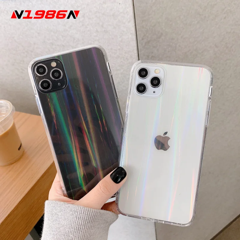 N1986N для iPhone 11 Pro X XR XS Max 6 6s 7 8 Plus SE 2020 чехол телефона роскошный Радужный лазер