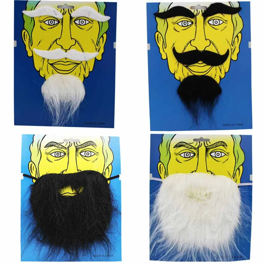 Черно-белый косплей искусственная борода украшение для Хэллоуина Забавный