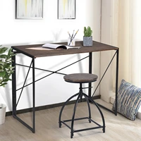 black frame wooden panel foldable computer desk workstation study writing laptop table dining gaming table