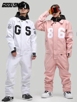 GSOU SNOW One Piece Ski Suit Women Men Snowboard Couple Style Windproof Waterproof Skiing Jacket Winter Male Female | Спорт и