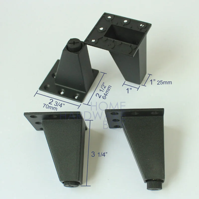 8 см черные металлические ножки шкафа мебельная фурнитура стойка регулятор 4x |