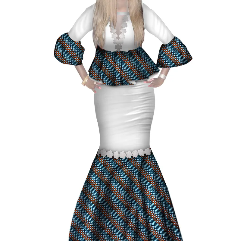 Платье женское с восковым принтом длинное кружевное вечернее платье